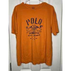 Polo Ralph Lauren Men's Logo Graphic Print T Shirt Orange Size Large